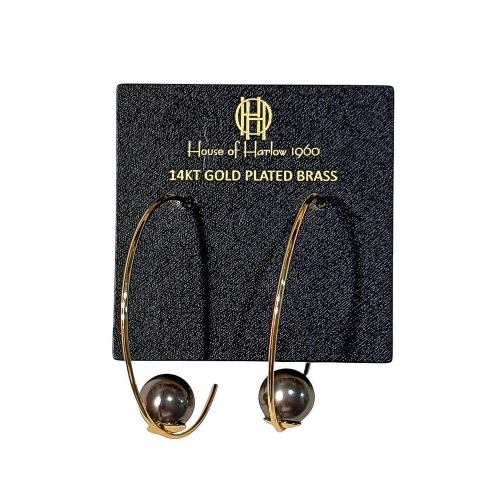 House of Harlow 1960 14KT GP Hoop Earrings